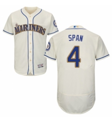Men's Majestic Seattle Mariners #4 Denard Span Cream Alternate Flex Base Authentic Collection MLB Jersey