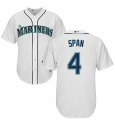 Men's Majestic Seattle Mariners #4 Denard Span Replica White Home Cool Base MLB Jersey