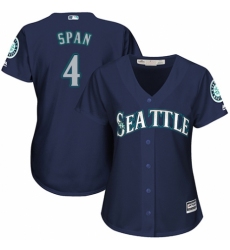 Women's Majestic Seattle Mariners #4 Denard Span Authentic Navy Blue Alternate 2 Cool Base MLB Jersey