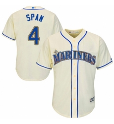 Youth Majestic Seattle Mariners #4 Denard Span Authentic Cream Alternate Cool Base MLB Jersey
