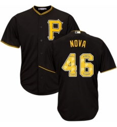 Men's Majestic Pittsburgh Pirates #46 Ivan Nova Authentic Black Team Logo Fashion Cool Base MLB Jersey