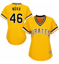 Women's Majestic Pittsburgh Pirates #46 Ivan Nova Replica Gold Alternate Cool Base MLB Jersey