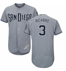 Men's Majestic San Diego Padres #3 Clayton Richard Authentic Grey Road Cool Base MLB Jersey