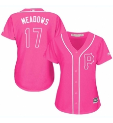 Women's Majestic Pittsburgh Pirates #17 Austin Meadows Authentic Pink Fashion Cool Base MLB Jersey