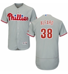 Men's Majestic Philadelphia Phillies #38 Jorge Alfaro Grey Road Flex Base Authentic Collection MLB Jersey