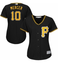 Women's Majestic Pittsburgh Pirates #10 Jordy Mercer Authentic Black Alternate Cool Base MLB Jersey