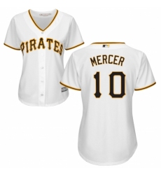 Women's Majestic Pittsburgh Pirates #10 Jordy Mercer Replica White Home Cool Base MLB Jersey