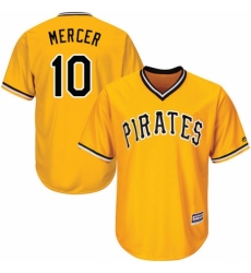 Youth Majestic Pittsburgh Pirates #10 Jordy Mercer Authentic Gold Alternate Cool Base MLB Jersey