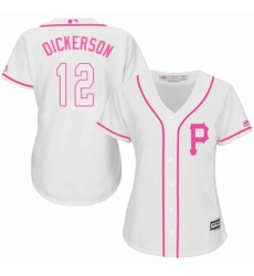 Women's Majestic Pittsburgh Pirates #12 Corey Dickerson Authentic White Fashion Cool Base MLB Jersey