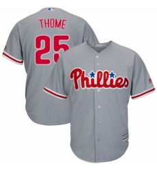 Youth Majestic Philadelphia Phillies #25 Jim Thome Authentic Grey Road Cool Base MLB Jersey