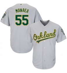Youth Majestic Oakland Athletics #55 Sean Manaea Replica Grey Road Cool Base MLB Jersey