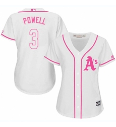 Women's Majestic Oakland Athletics #3 Boog Powell Authentic White Fashion Cool Base MLB Jersey