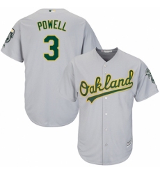 Youth Majestic Oakland Athletics #3 Boog Powell Authentic Grey Road Cool Base MLB Jersey
