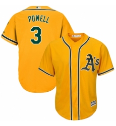 Youth Majestic Oakland Athletics #3 Boog Powell Replica Gold Alternate 2 Cool Base MLB Jersey