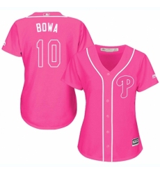 Women's Majestic Philadelphia Phillies #10 Larry Bowa Authentic Pink Fashion Cool Base MLB Jersey