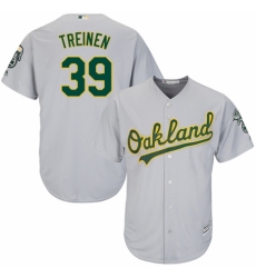 Men's Majestic Oakland Athletics #39 Blake Treinen Replica Grey Road Cool Base MLB Jersey