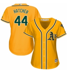 Women's Majestic Oakland Athletics #44 Chris Hatcher Replica Gold Alternate 2 Cool Base MLB Jersey