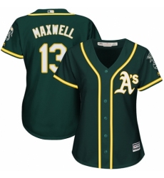 Women's Majestic Oakland Athletics #13 Bruce Maxwell Authentic Green Alternate 1 Cool Base MLB Jersey