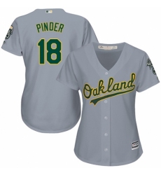 Women's Majestic Oakland Athletics #18 Chad Pinder Authentic Grey Road Cool Base MLB Jersey