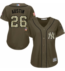 Women's Majestic New York Yankees #26 Tyler Austin Authentic Green Salute to Service MLB Jersey