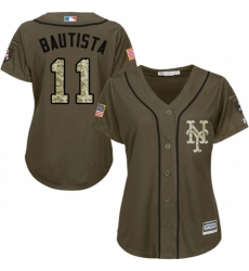 Women's Majestic New York Mets #11 Jose Bautista Authentic Green Salute to Service MLB Jersey
