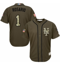Youth Majestic New York Mets #1 Amed Rosario Authentic Green Salute to Service MLB Jersey