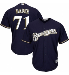 Men's Majestic Milwaukee Brewers #71 Josh Hader Replica White Alternate Cool Base MLB Jersey
