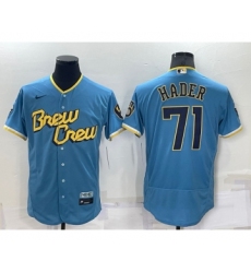 Men's Milwaukee Brewers #71 Josh Hader Blue 2022 City Connect Flex Base Stitched Jersey