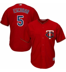 Men's Majestic Minnesota Twins #5 Eduardo Escobar Replica Scarlet Alternate Cool Base MLB Jersey