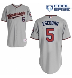 Youth Majestic Minnesota Twins #5 Eduardo Escobar Authentic Grey Road Cool Base MLB Jersey