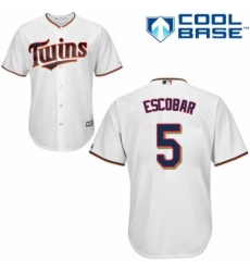 Youth Majestic Minnesota Twins #5 Eduardo Escobar Authentic White Home Cool Base MLB Jersey
