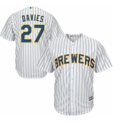 Men's Majestic Milwaukee Brewers #27 Zach Davies Replica White Home Cool Base MLB Jersey