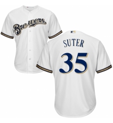 Men's Majestic Milwaukee Brewers #35 Brent Suter Replica Navy Blue Alternate Cool Base MLB Jersey