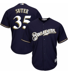 Men's Majestic Milwaukee Brewers #35 Brent Suter Replica White Alternate Cool Base MLB Jersey