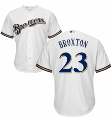 Men's Majestic Milwaukee Brewers #23 Keon Broxton Replica Navy Blue Alternate Cool Base MLB Jersey