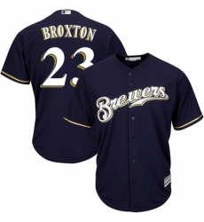 Youth Majestic Milwaukee Brewers #23 Keon Broxton Authentic White Alternate Cool Base MLB Jersey