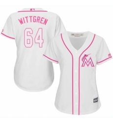 Women's Majestic Miami Marlins #64 Nick Wittgren Authentic White Fashion Cool Base MLB Jersey