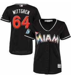 Women's Majestic Miami Marlins #64 Nick Wittgren Replica Black Alternate 2 Cool Base MLB Jersey