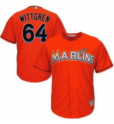 Youth Majestic Miami Marlins #64 Nick Wittgren Authentic Orange Alternate 1 Cool Base MLB Jersey