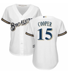 Women's Majestic Milwaukee Brewers #15 Cecil Cooper Authentic Navy Blue Alternate Cool Base MLB Jersey