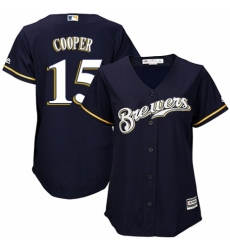 Women's Majestic Milwaukee Brewers #15 Cecil Cooper Authentic White Alternate Cool Base MLB Jersey