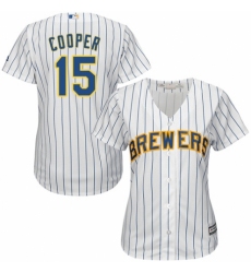 Women's Majestic Milwaukee Brewers #15 Cecil Cooper Replica White Home Cool Base MLB Jersey