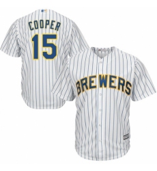 Youth Majestic Milwaukee Brewers #15 Cecil Cooper Authentic White Home Cool Base MLB Jersey