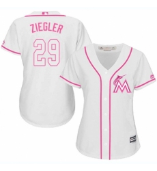 Women's Majestic Miami Marlins #29 Brad Ziegler Replica White Fashion Cool Base MLB Jersey