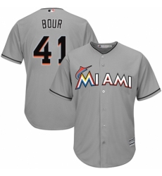 Men's Majestic Miami Marlins #41 Justin Bour Replica Grey Road Cool Base MLB Jersey