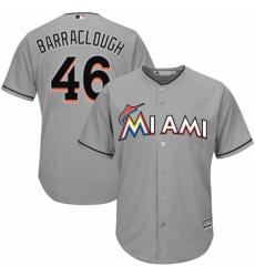Youth Majestic Miami Marlins #46 Kyle Barraclough Replica Grey Road Cool Base MLB Jersey