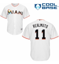 Men's Majestic Miami Marlins #11 J. T. Realmuto Replica White Home Cool Base MLB Jersey