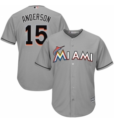 Men's Majestic Miami Marlins #15 Brian Anderson Replica Grey Road Cool Base MLB Jersey
