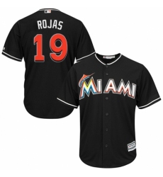Youth Majestic Miami Marlins #19 Miguel Rojas Authentic Black Alternate 2 Cool Base MLB Jersey