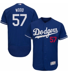 Men's Majestic Los Angeles Dodgers #57 Alex Wood Royal Blue Alternate Flex Base Authentic Collection MLB Jersey
